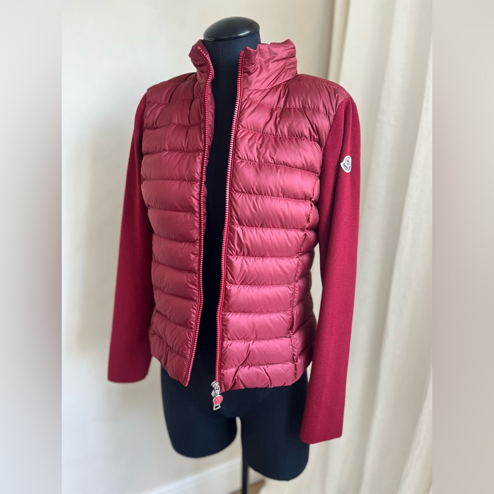 Moncler Virgin Wool-Blend Knit & Down Cardigan Sz M